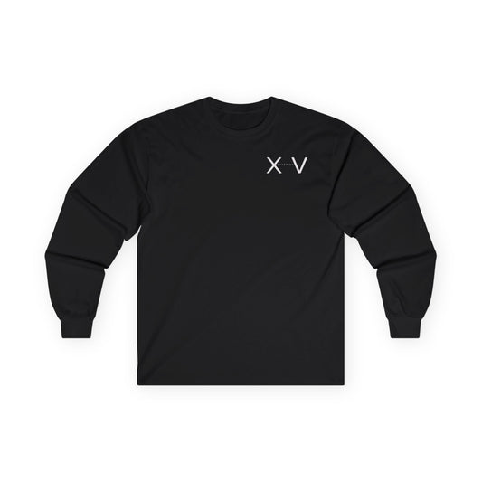 Unisex Long Sleeve Tee with Minimalist X V Design, Casual Wear, Graphic Tee, Gift for Him, Everyday Style, Black Tee